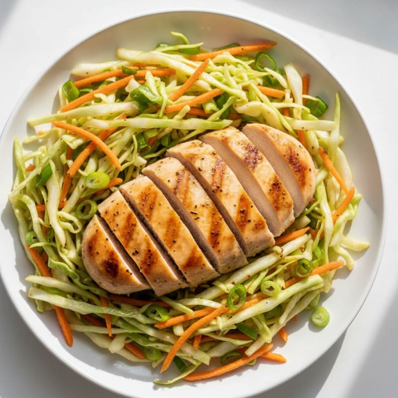 Grilled Chicken Breast with Crunchy Cabbage Slaw