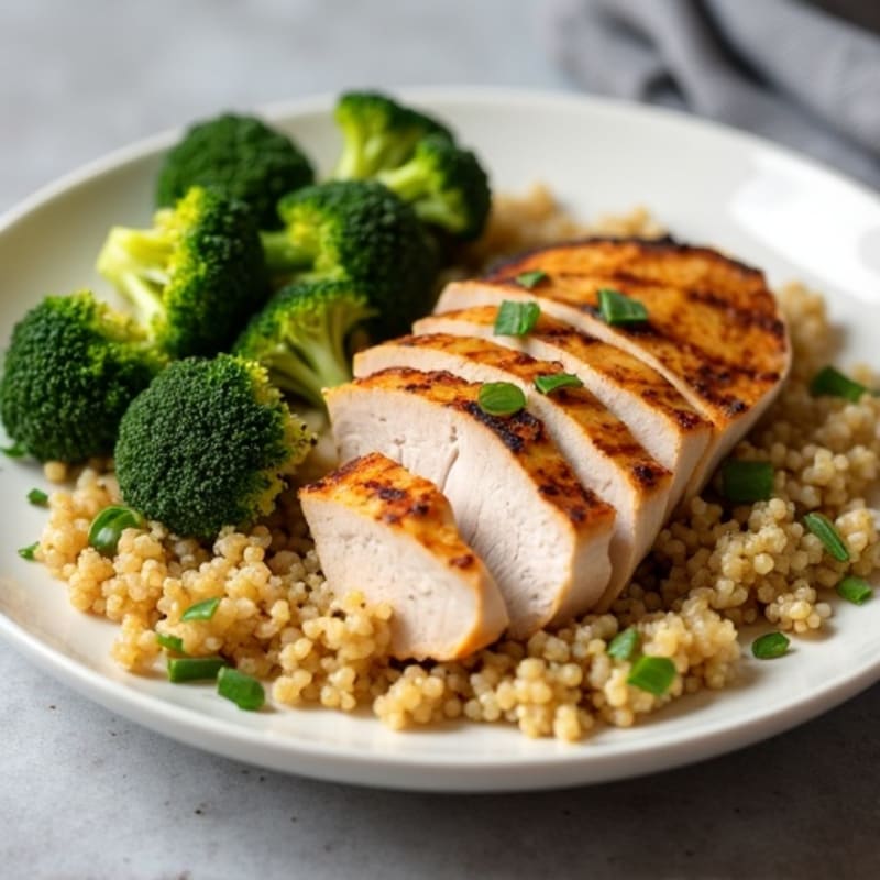 Grilled Turkey Breast with Quinoa and Roasted Broccoli