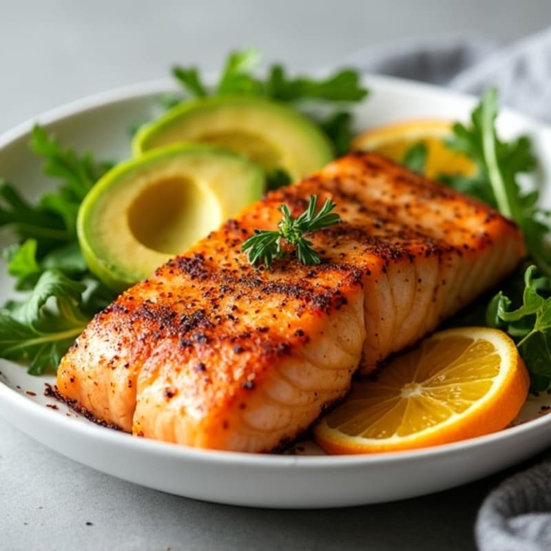 Crispy Blackened Salmon with Fresh Citrus Avocado Salad