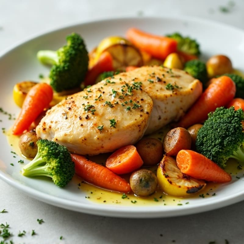 Lemon Herb Roasted Chicken with Crispy Vegetables