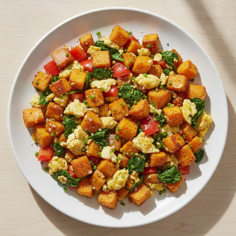 Roasted Sweet Potato and Egg Hash