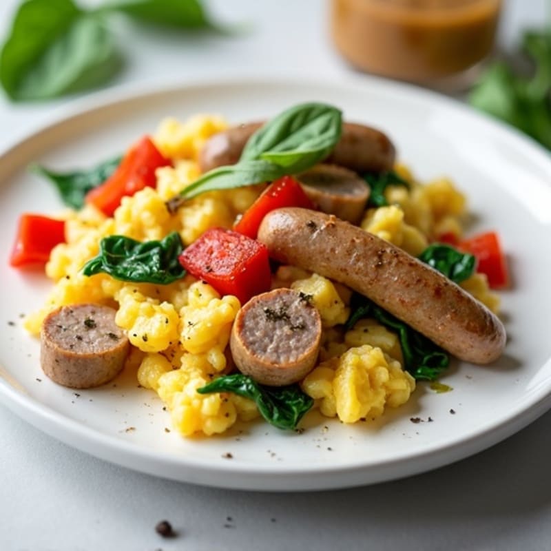 Egg White and Turkey Sausage Scramble with Spinach