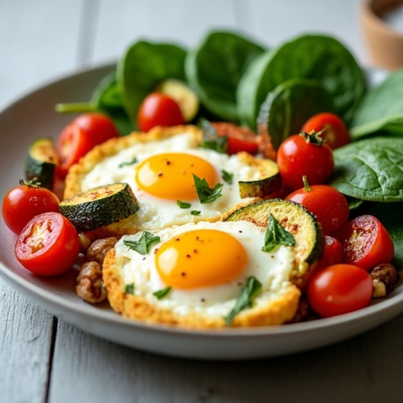 Fluffy Baked Eggs with Roasted Vegetables