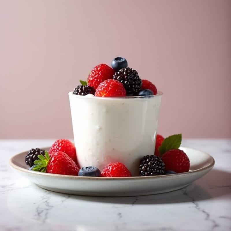 High-Protein Greek Yogurt Mousse with Whey Protein and Fresh Berries