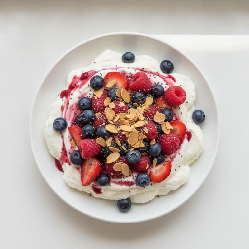 Greek Yogurt Protein Mousse with Mixed Berries