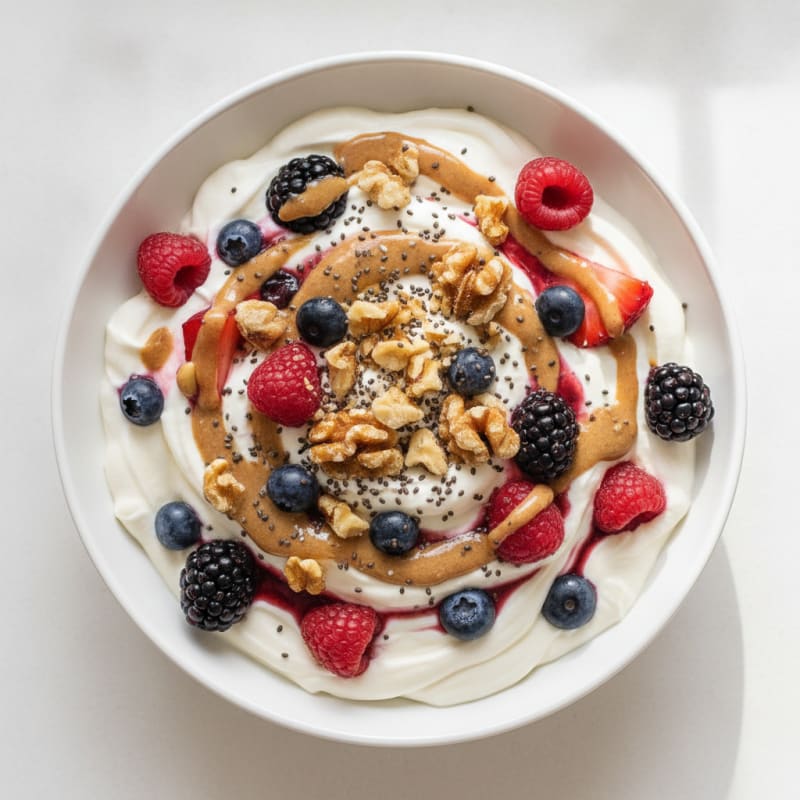 Silky Greek Yogurt Protein Mousse with Mixed Berries