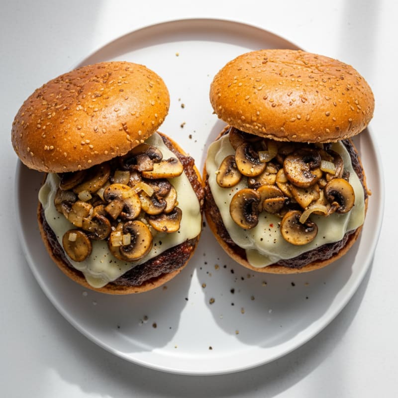 Smoky Grilled Mushroom & Swiss Burgers