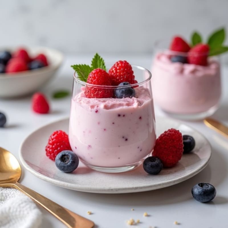 Greek Yogurt Protein Mousse with Mixed Berries