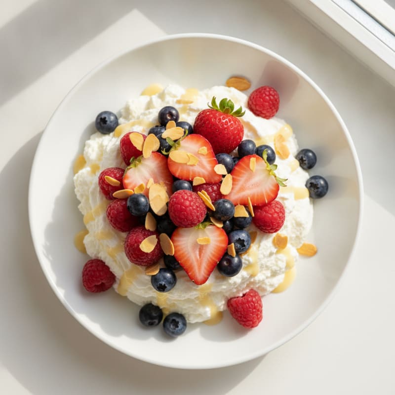 Greek Yogurt Protein Mousse with Mixed Berries