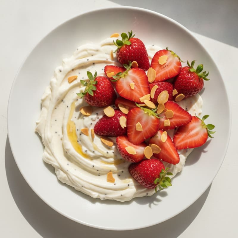 Silky Vanilla Greek Yogurt Protein Pudding with Fresh Berries