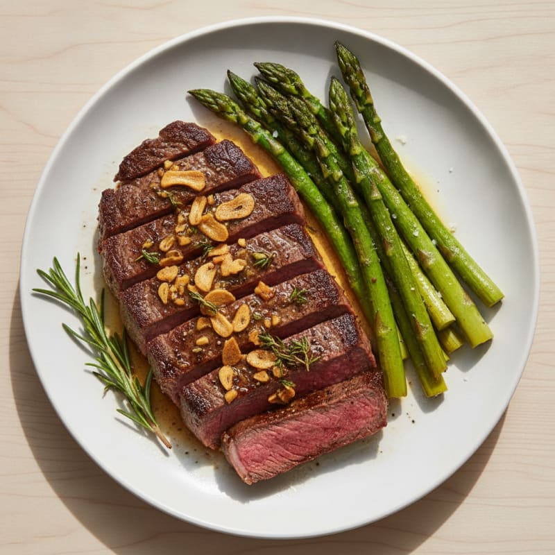 Garlic Herb Butter Steak with Asparagus