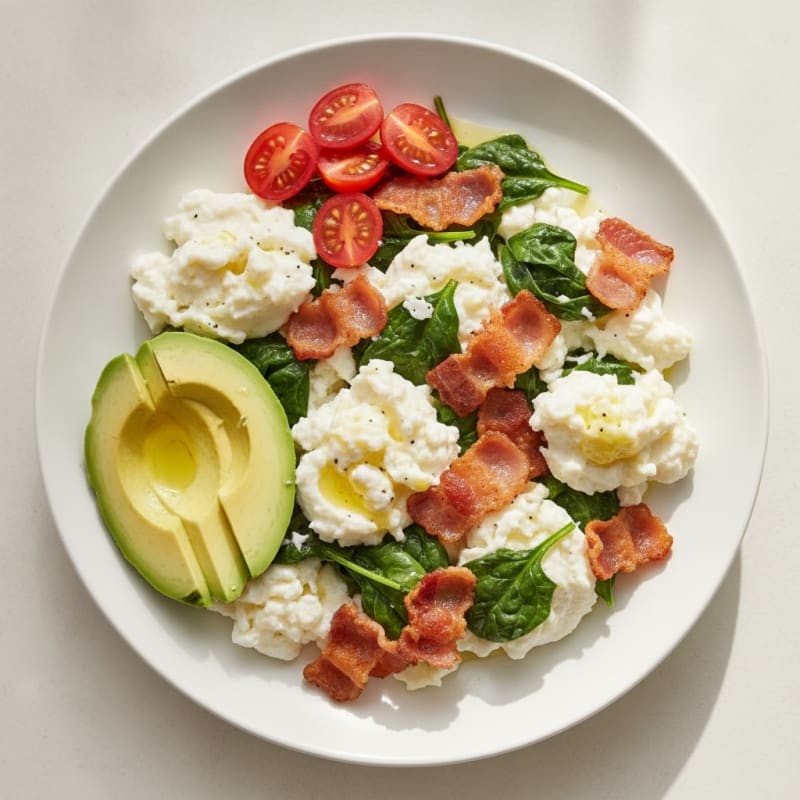 Egg White Scramble with Spinach and Turkey Bacon