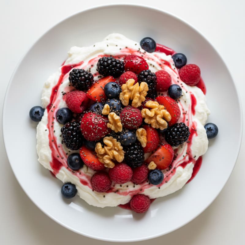 Greek Yogurt Protein Mousse with Mixed Berries