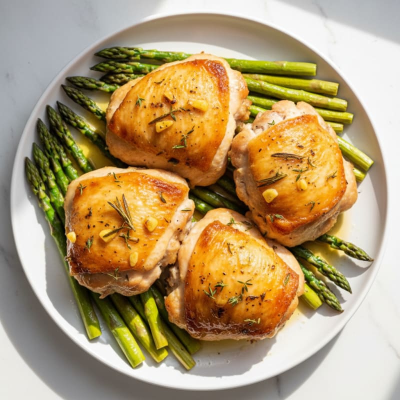 Crispy Lemon Herb Roasted Chicken Thighs