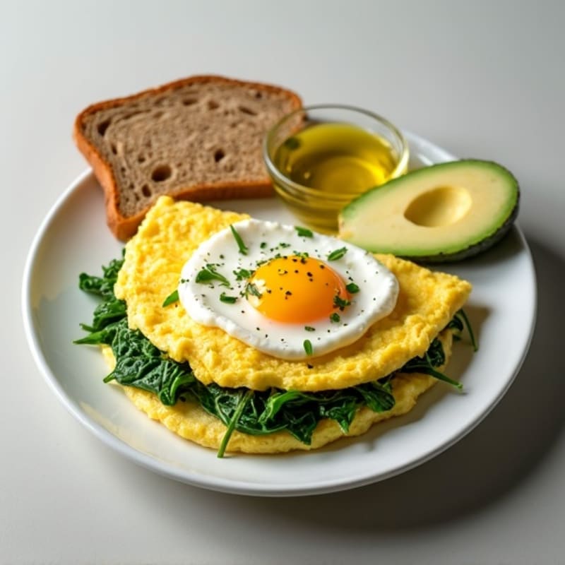 Egg White Spinach Omelet with Cottage Cheese