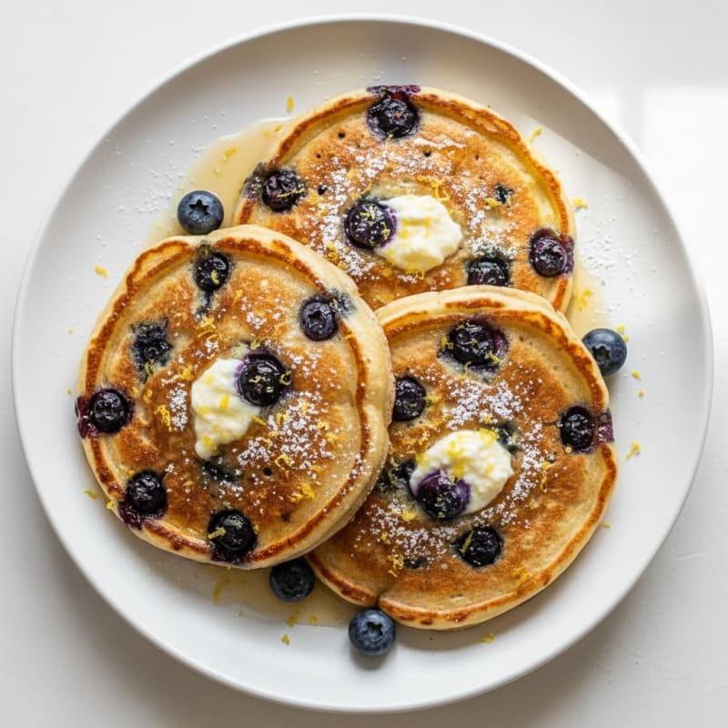 Blueberry Ricotta Pancakes with Lemon Zest