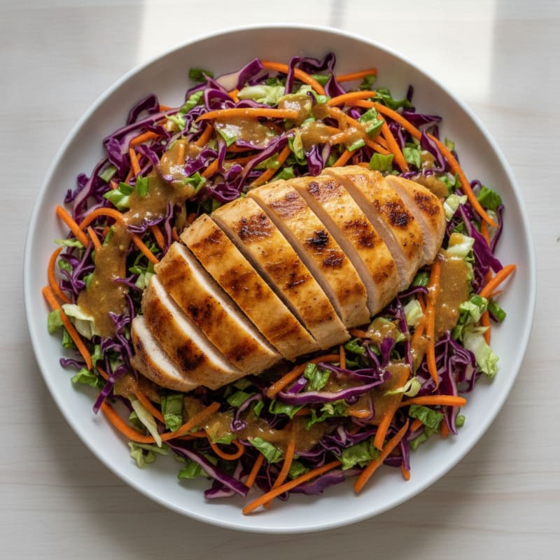 Grilled Chicken Breast with Crunchy Cabbage Slaw