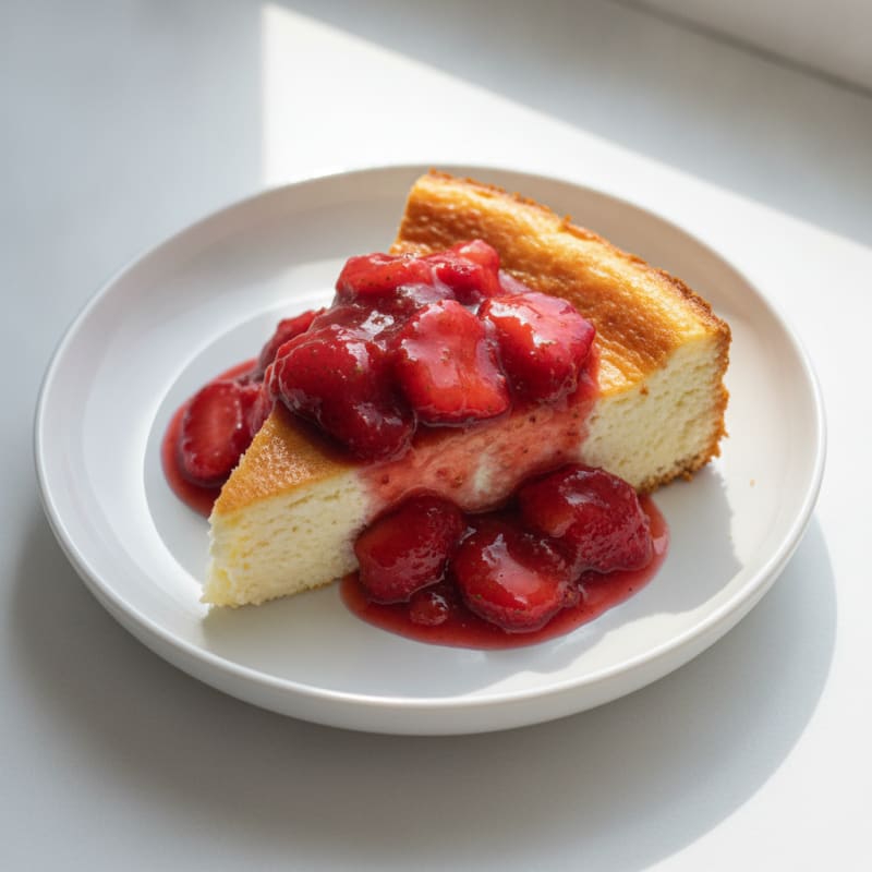 Cottage Cheese Protein Cheesecake with Fresh Strawberries