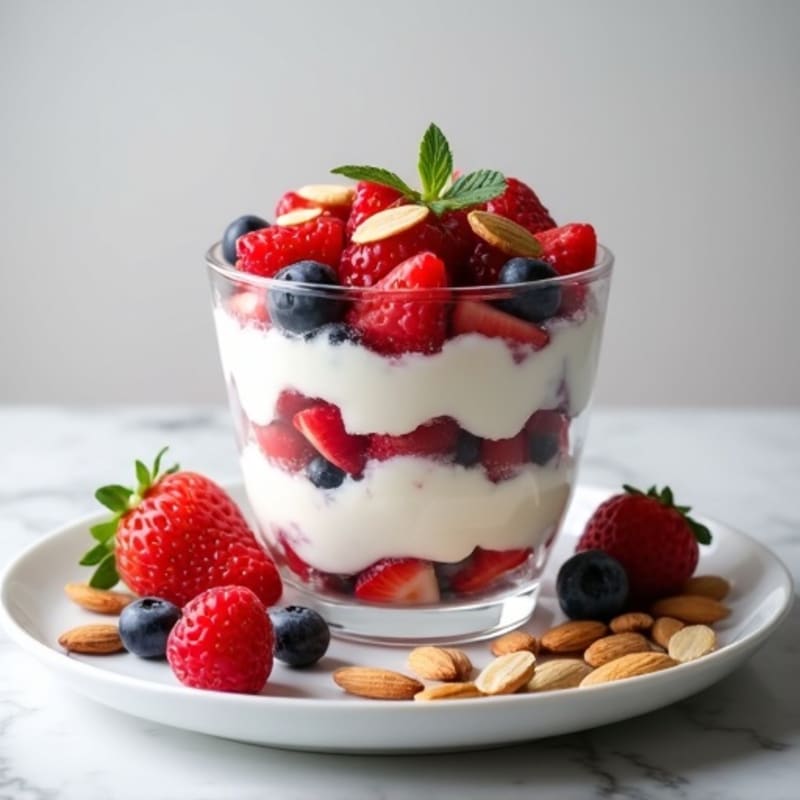 Greek Yogurt Protein Parfait with Berries and Almonds