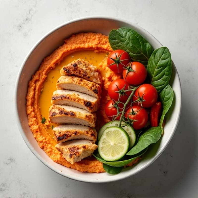Creamy Roasted Red Pepper Hummus Bowl