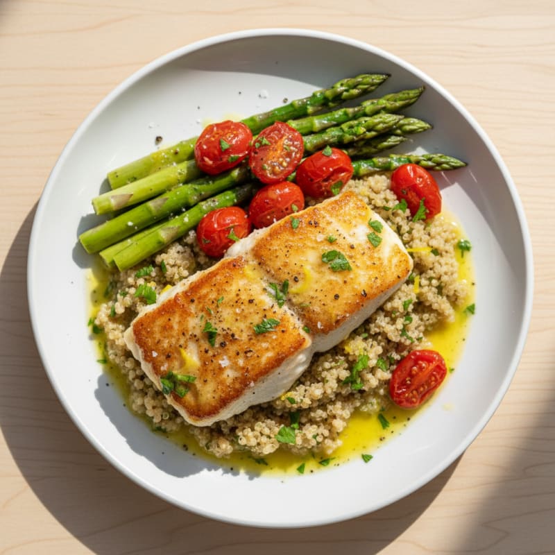 Golden Pan-Seared Halibut with Zesty Lemon-Herb Sauce