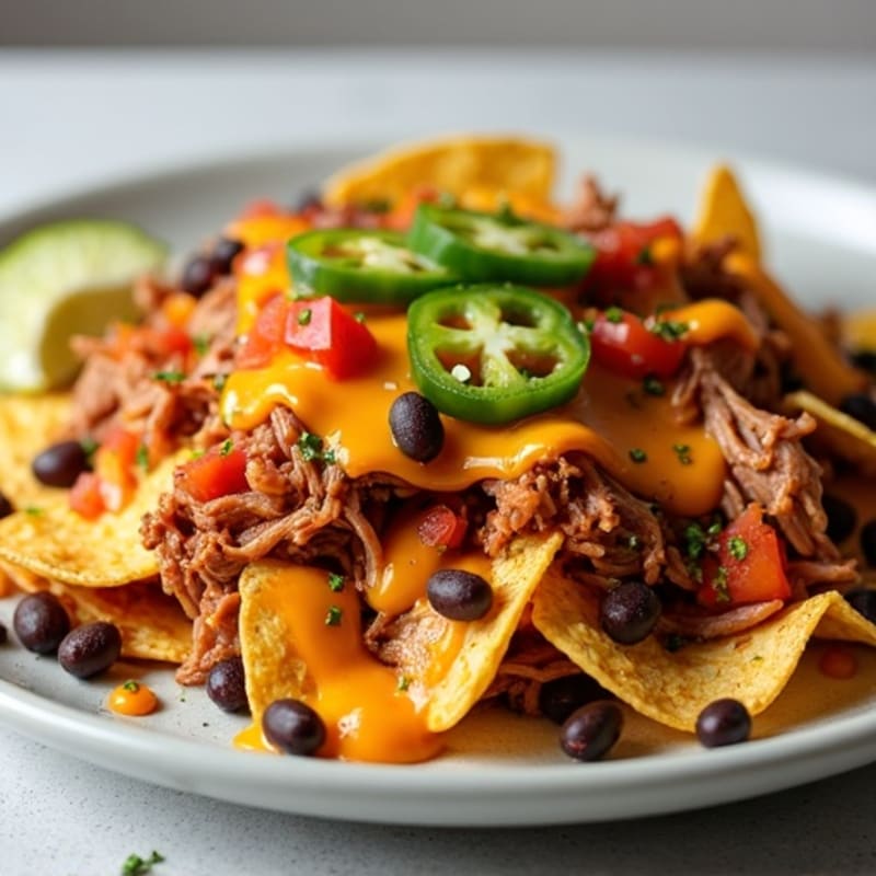 Lean Pulled Pork Loaded Sheet Pan Nachos
