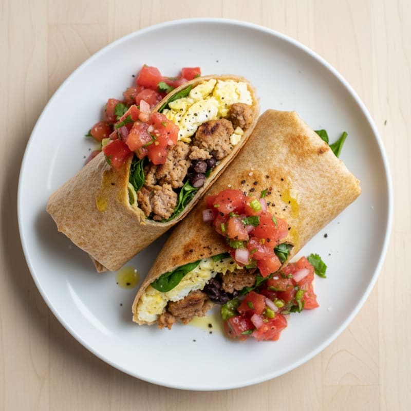 Hearty Sausage Breakfast Burrito with Salsa