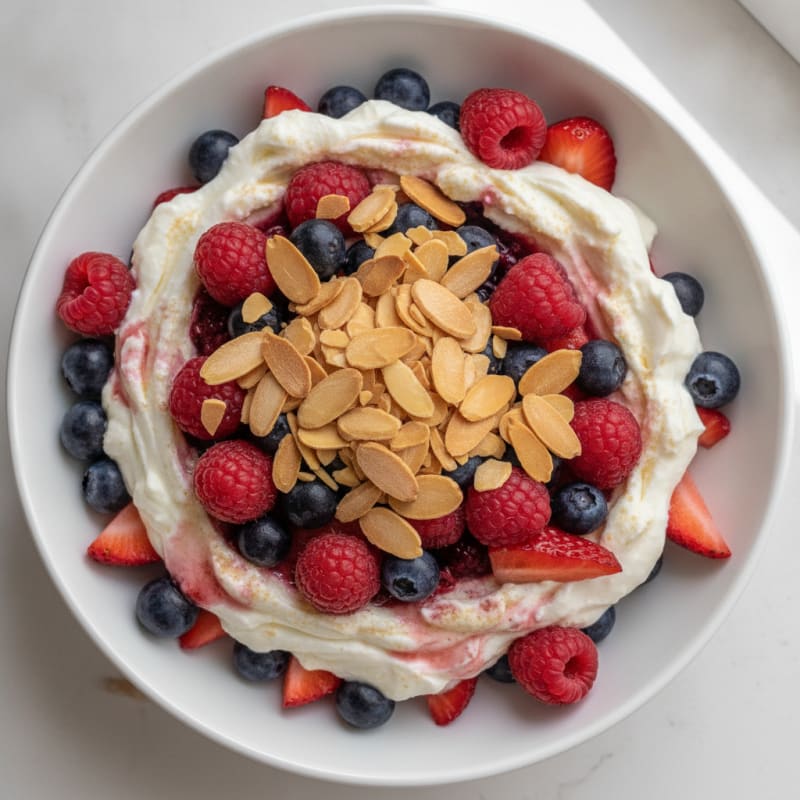 Greek Yogurt Protein Parfait with Mixed Berries and Almonds