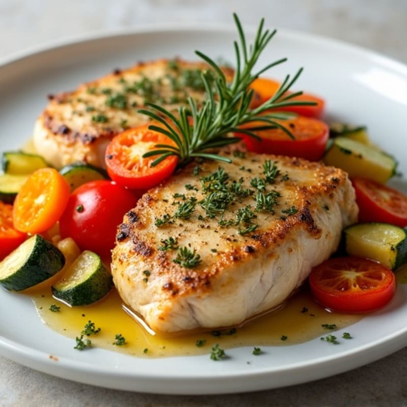 Herb-Crusted Pan Seared Chicken with Roasted Vegetables