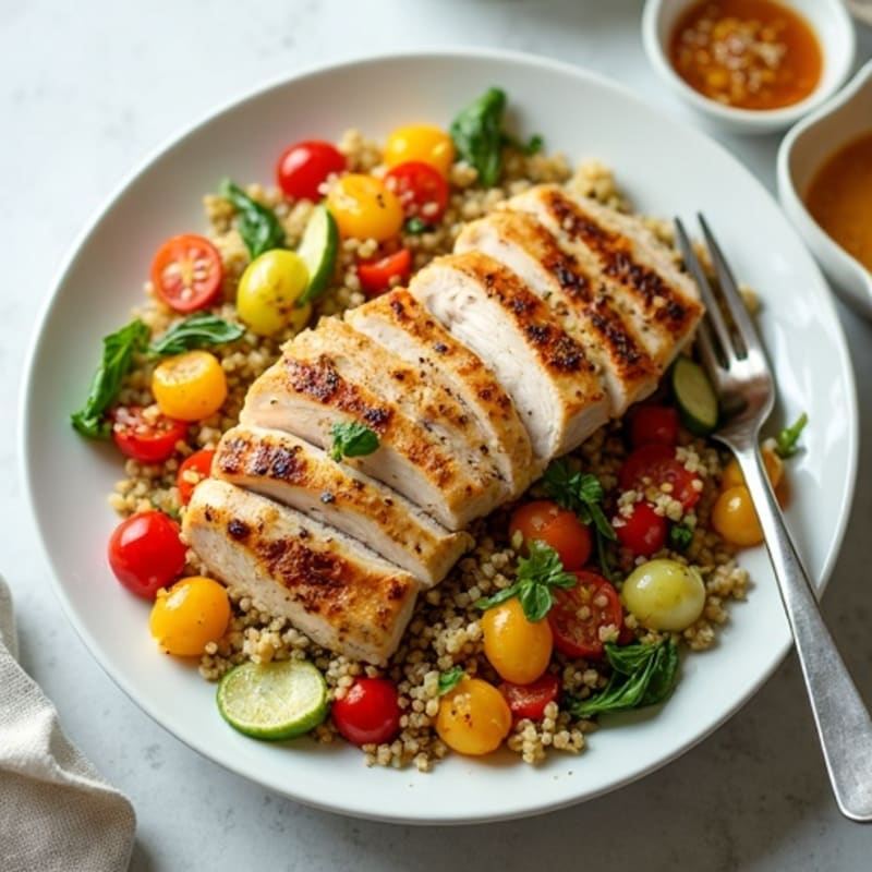 Grilled Chicken and Quinoa Salad with Roasted Vegetables