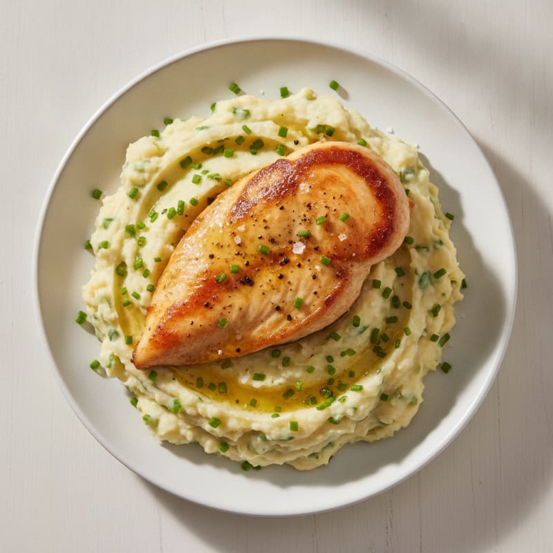 Buttery Garlic Herb Mashed Potatoes with Pan-Seared Chicken