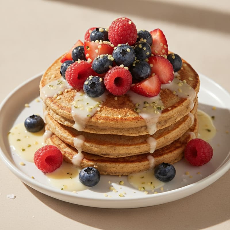 Vegan Protein Pancakes with Berries
