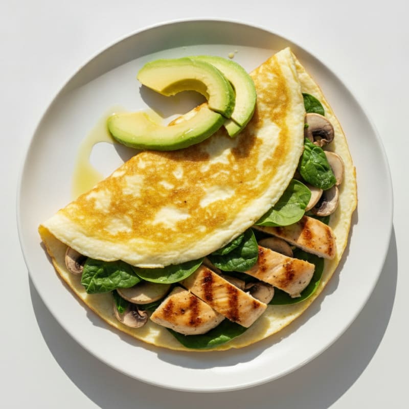Egg White and Spinach Omelet with Grilled Chicken Breast