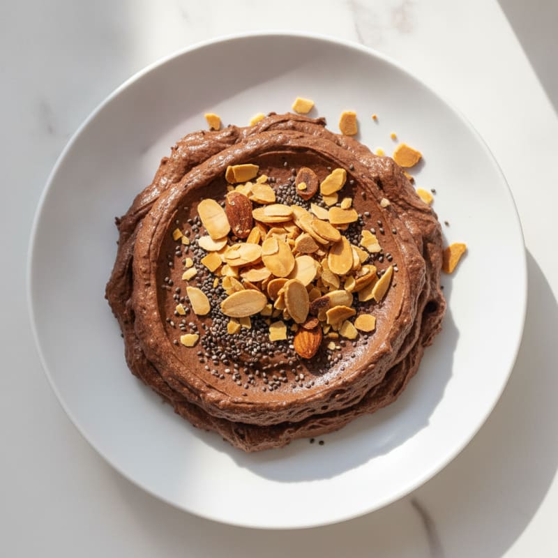 Silky Chocolate Protein Pudding with Toasted Almonds
