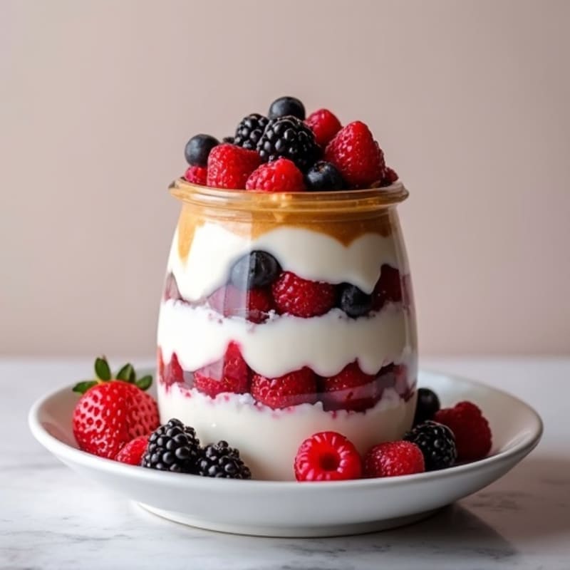 Greek Yogurt Protein Parfait with Mixed Berries