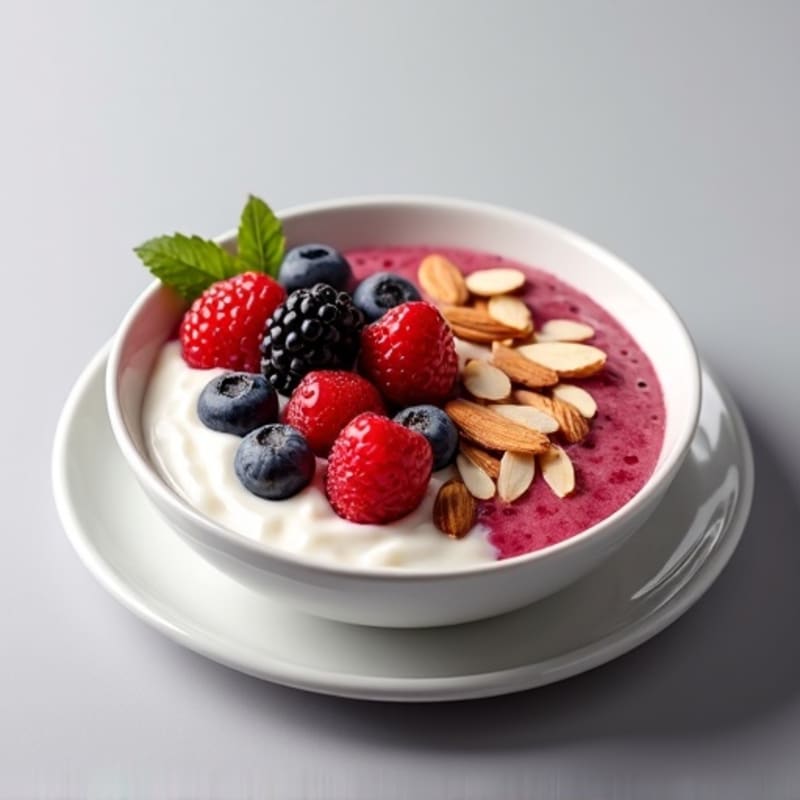 Greek Yogurt Protein Bowl with Mixed Berries and Almonds