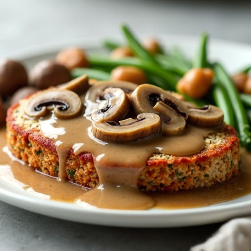 Herb-Crusted Turkey Meatloaf with Mushroom Gravy