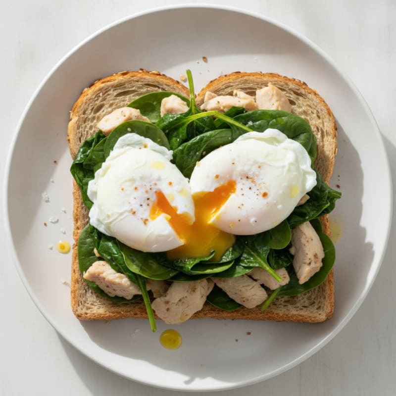 Egg and Chicken Toast with Spinach