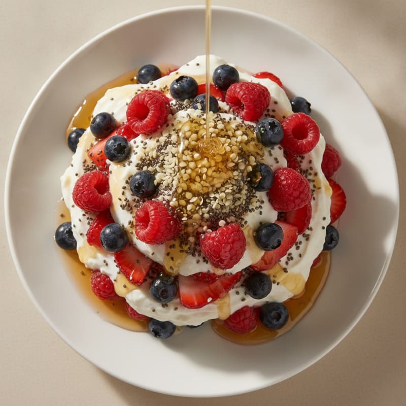 Greek Yogurt Parfait with Mixed Berries and Chia Seeds