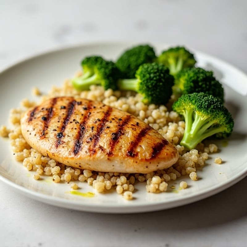 Grilled Chicken Breast with Roasted Broccoli and Quinoa