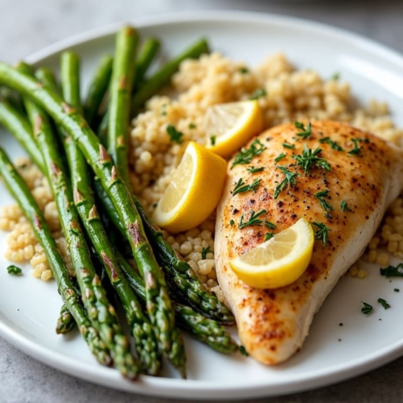 Sheet Pan Lemon Herb Chicken with Roasted Asparagus and Quinoa