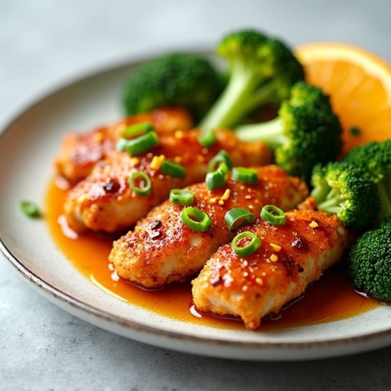 Crispy Orange Chicken with Roasted Broccoli