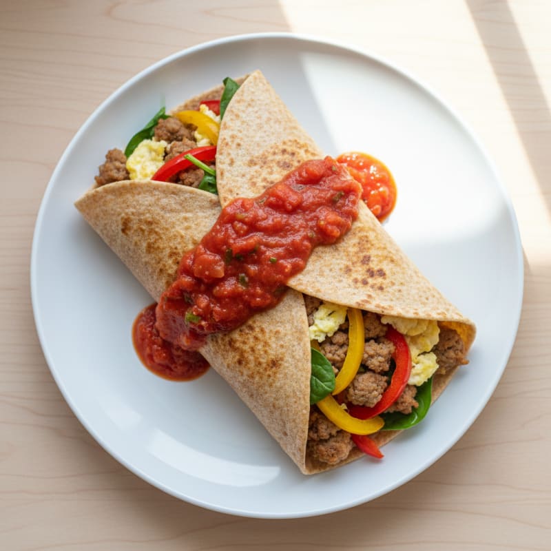 Hearty Sausage Breakfast Burrito with Salsa