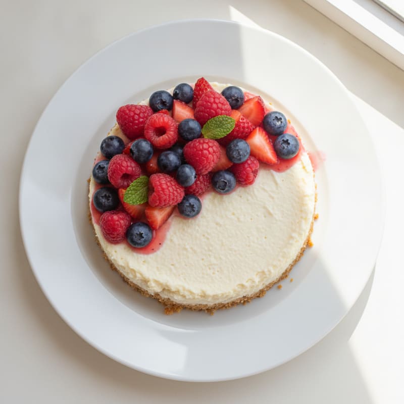 Greek Yogurt Protein Cheesecake with Fresh Berries