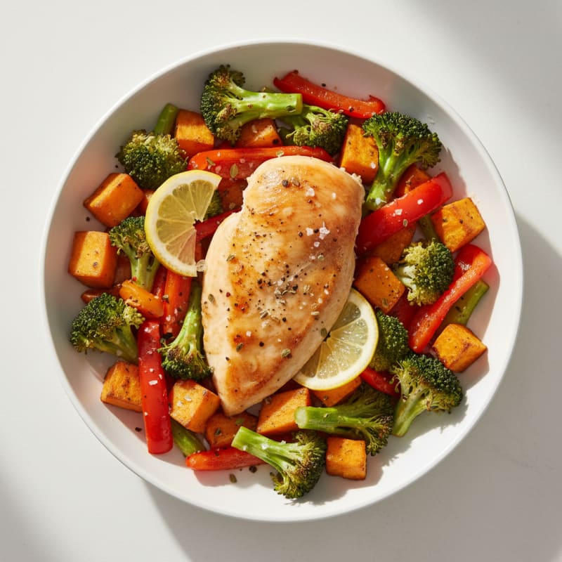 Tender Baked Chicken and Roasted Vegetables