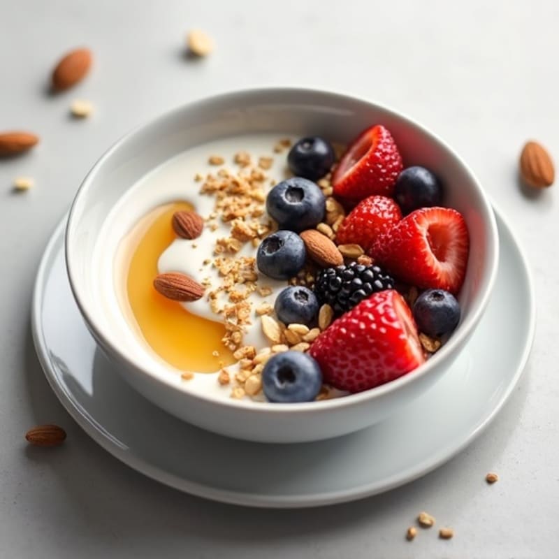Creamy Greek Yogurt Protein Bowl with Berries and Almonds