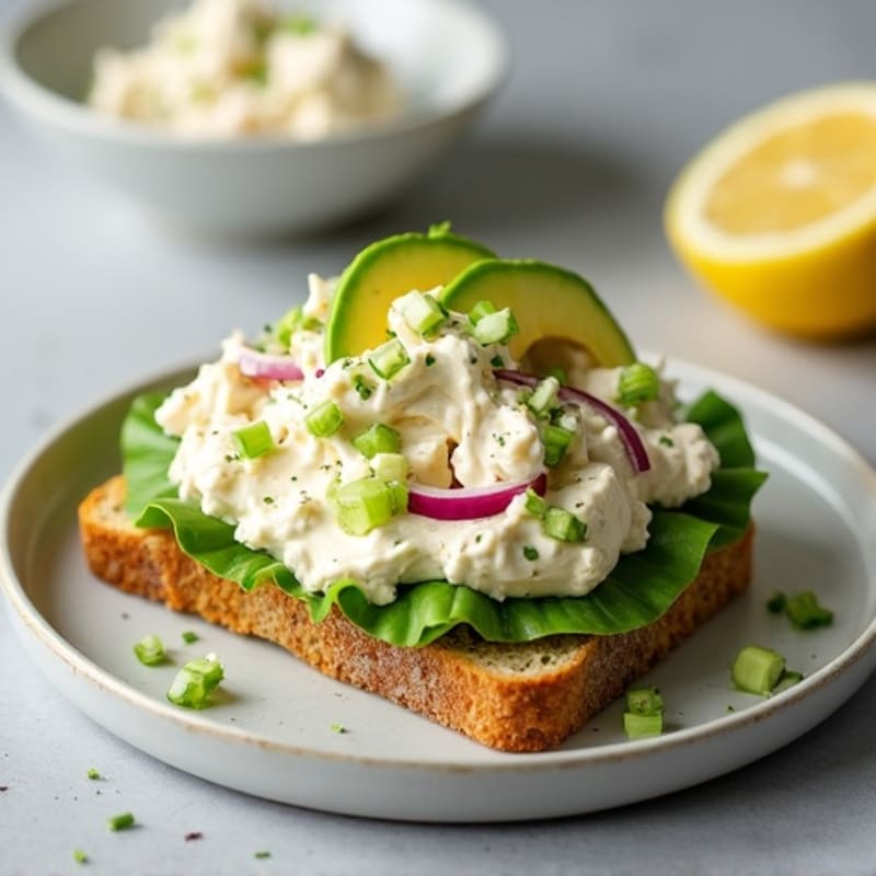 Creamy Chicken Salad with Crunchy Celery on Whole Grain Bread