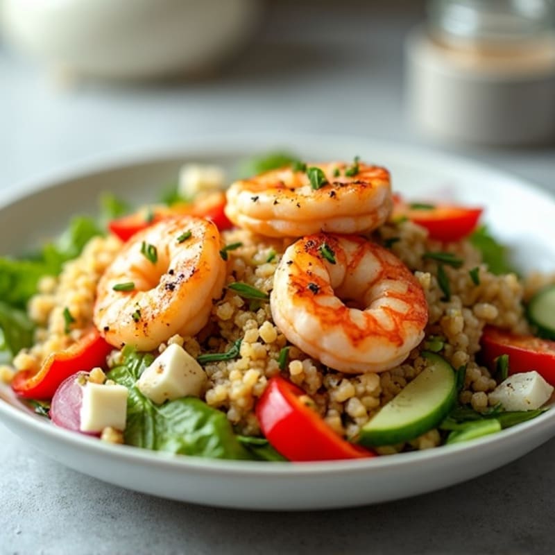 Grilled Shrimp and Quinoa Salad with Crunchy Vegetables