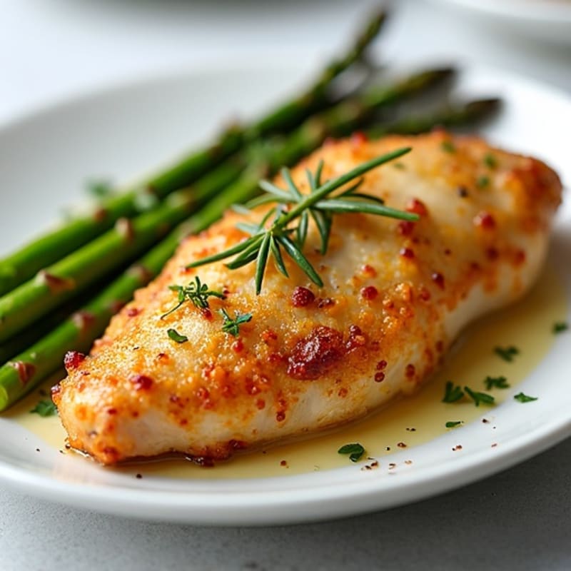 Crispy Lemon Herb Roasted Chicken with Roasted Asparagus