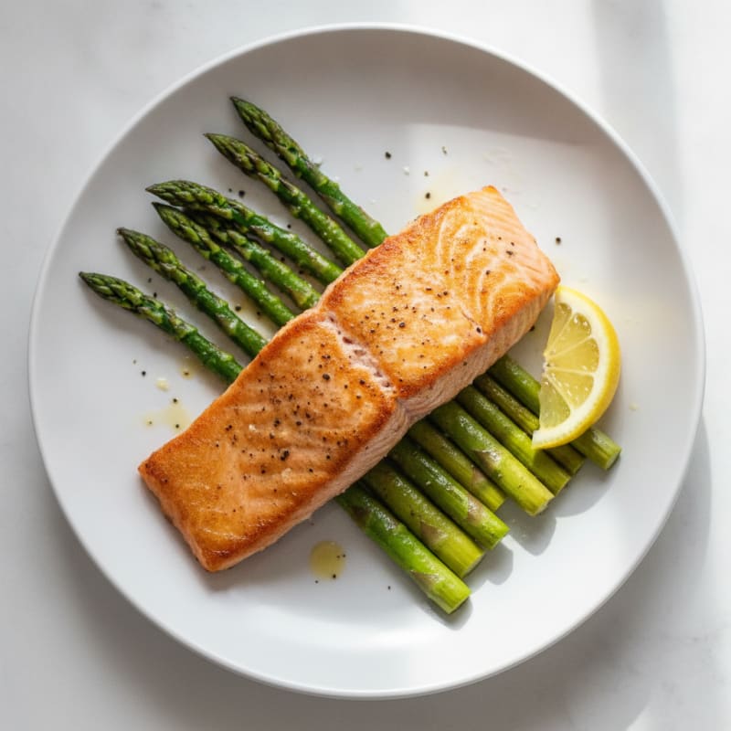 Pan-Seared Salmon with Roasted Asparagus